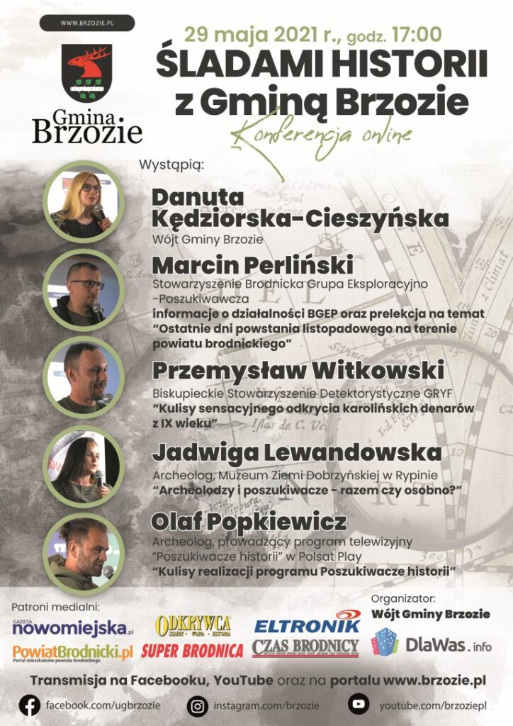 Konferencja online “Śladami Historii z Gminą Brzozie” - plakat